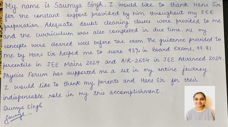 testimonial saumya jee adv 2024